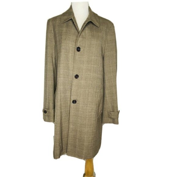 Banana Republic Plaid Car Coat Size Small Tan - Picture 1 of 10